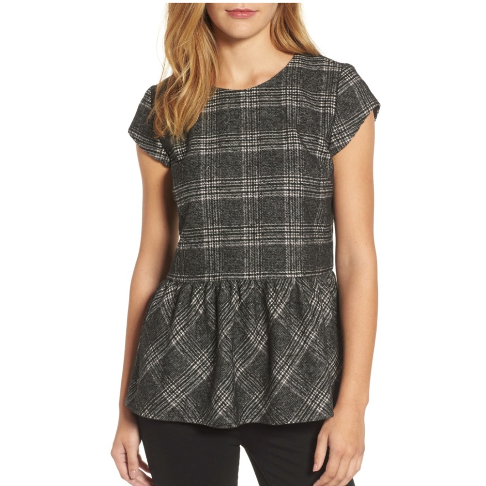 Halogen Plaid Ruffle Top